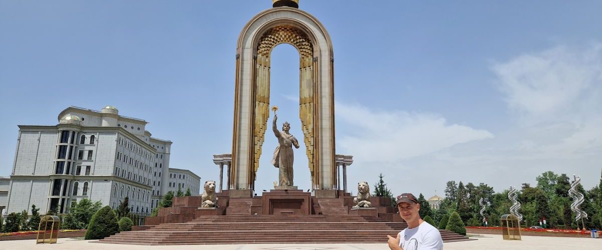Statue of Ismoil Somoni and me